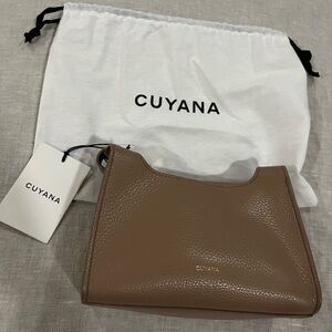 Cuyana mini double loop bag in cappuccino